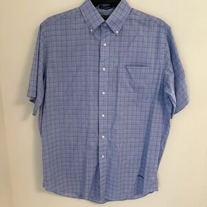 cremieux‎ mens Short Sleeve Blue Button Down shirt XL-2XL Size